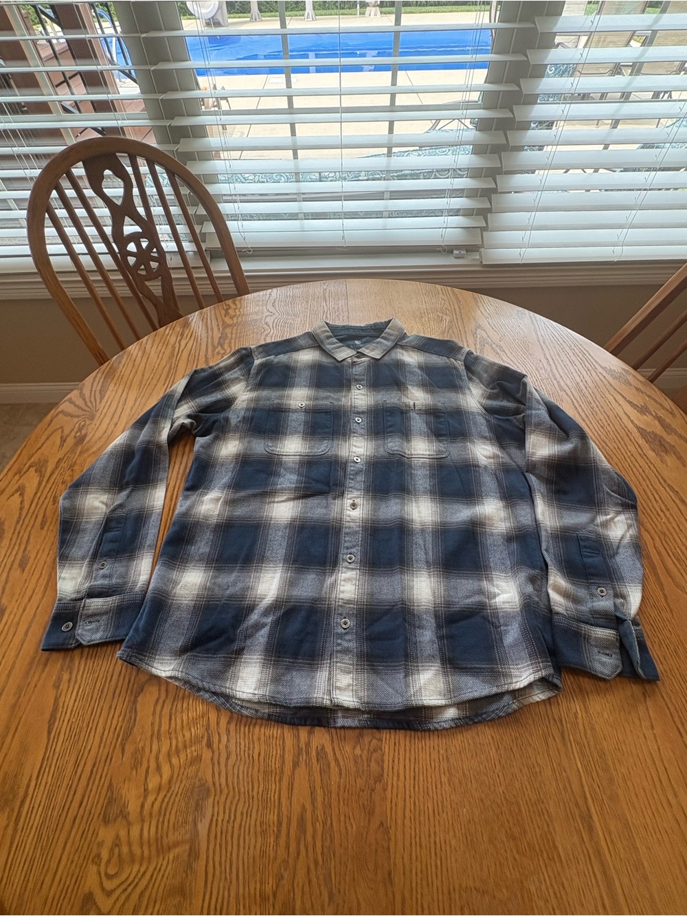Kuhl Mens‎ Large Blue Grey Plaid Long Sleeve Button Down Shirt Outdoors